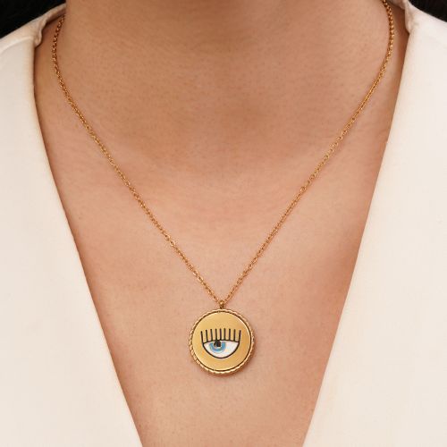 گردنبند استیل 304 پلاک دار طلایی