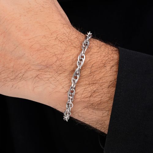 دستبند استیل 304 بافت 5.5 میل سفید