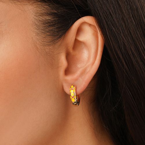 گوشواره Ysx حلقه ای مینا کاری طلایی