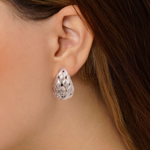 گوشواره استیل 316 میخی طرح دار سفید