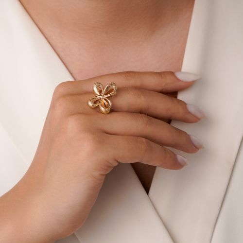 انگشتر شوپینگ پروانه طلایی (پک 3 عددی)