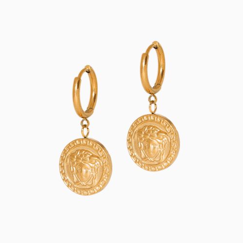 گوشواره استیل آویزدار VERSACE طلایی