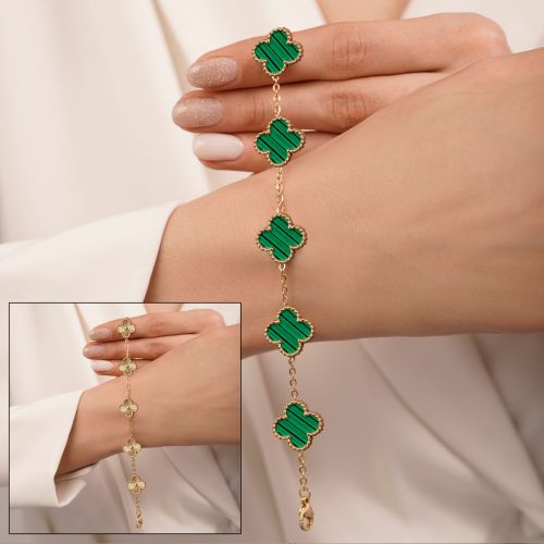 دستبند استیل304 ونکلیف 13 میل سبز طلایی