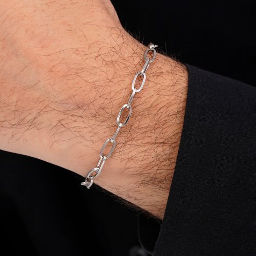 دستبند استیل 304 حلقه ای 5 میل سفید