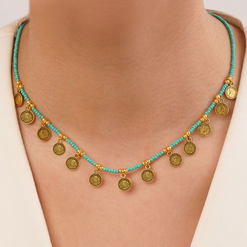 گردنبند استیل فانتزی رنگی