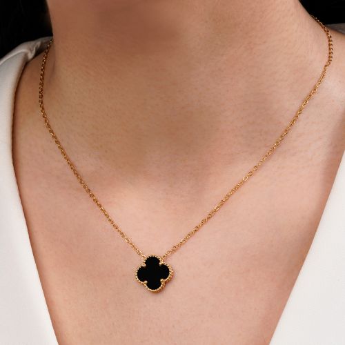 گردنبند ونکلیف مشکی طلایی استیل 304