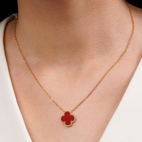 گردنبند استیل 304 ونکلیف قرمز 15میل طلایی