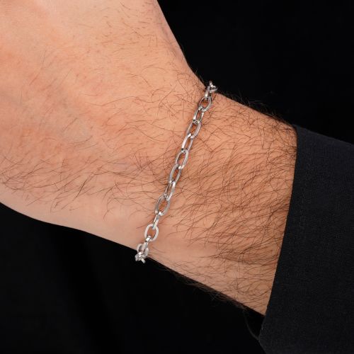 دستبند استیل 304 حلقه ای 5.2 میل سفید