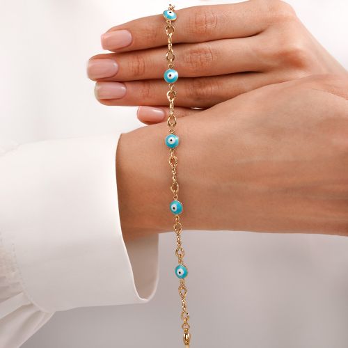 دستبند شوپینگ چشم نظر طلایی