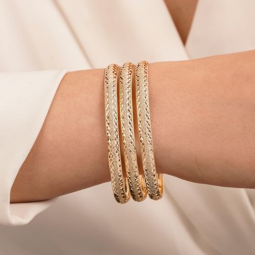 النگو 6میل زنانه سایز 4 طلایی ضمانتی602(بسته3عددی) 