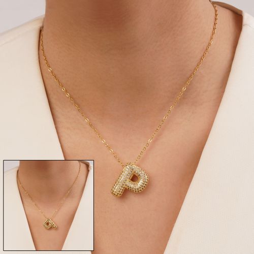 گردنبند رادیوم پلاک دار حروف P طلایی