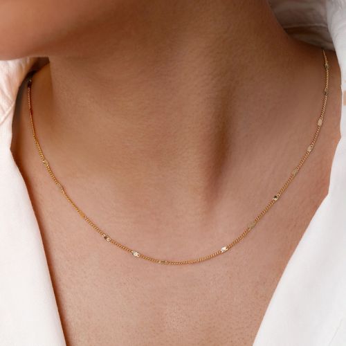 زنجیر شوپینگ کارتیر طرح دار 2 میل طلایی