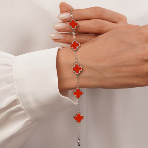 دستبند استیل304 ونکلیف قرمز سفید