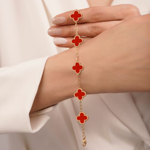 دستبند استیل304 ونکلیف 13 میل قرمز طلایی