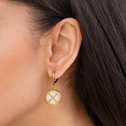 گوشواره استیل 304 حلقه ای سفید طلایی