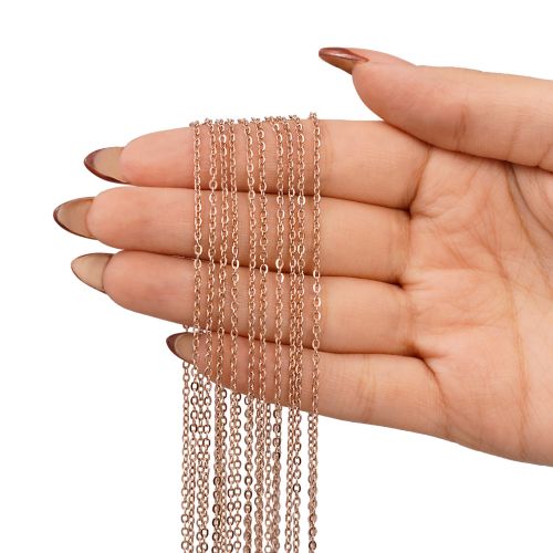 زنجیر استیل 304 دیپلمات 0.4 میل رزگلد 35 سانت(بسته 10 عددی)