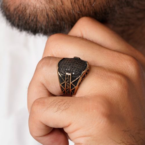 انگشتر طلاروس مردانه نگین دار (بسته 3 عددی)
