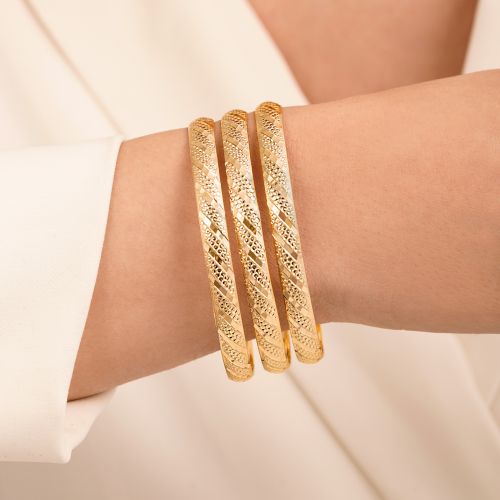 النگو 7میل زنانه سایز 3 طلایی ضمانتی 718 (بسته3عددی) 