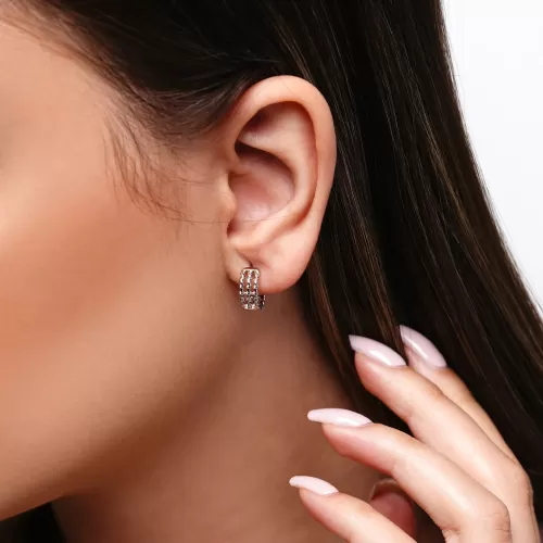 گوشواره شوپینگ حلقه ای سفید