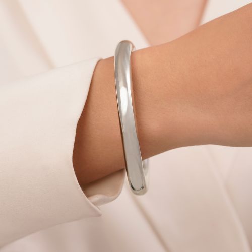 دستبند النگویی استیل 316 آینه ای سفید