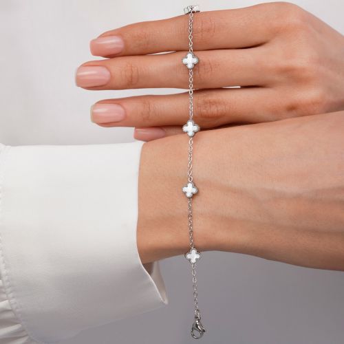 دستبند ونکلیف سفید استیل 304 نقره ای 7 میل