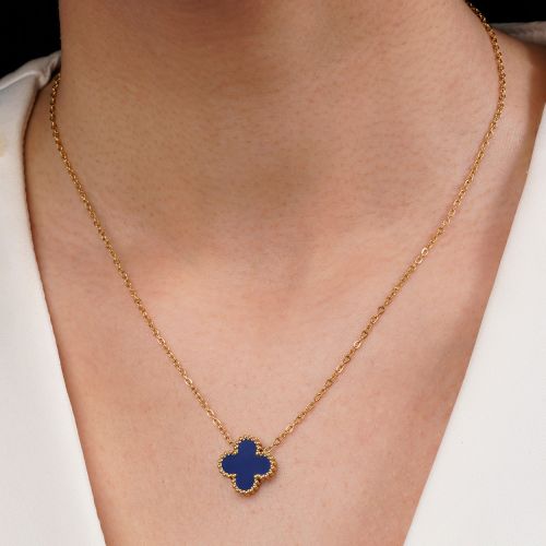 گردنبند استیل304 ونکلیف سرمه ای 15میل طلایی