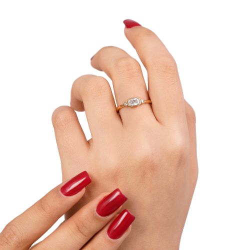 انگشتر شوپینگ نگین دار طلایی(پک 3 عددی)