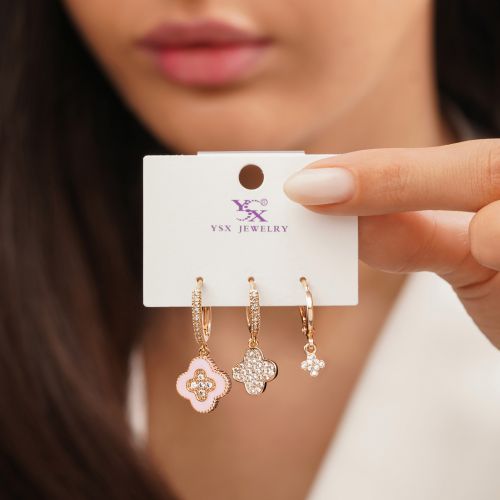 گوشواره YSX سه عددی ونکلیف طلایی