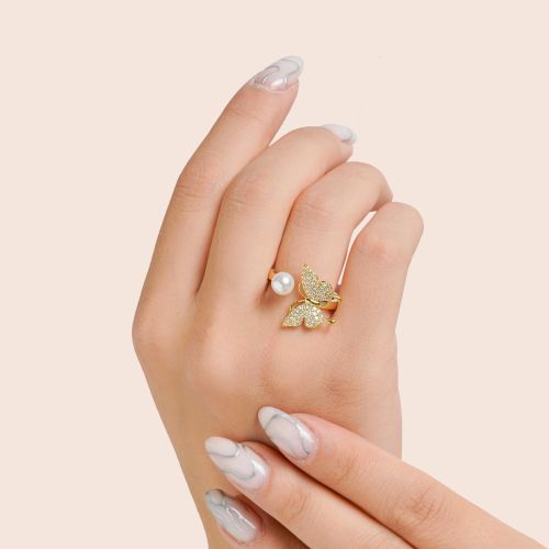 انگشتر TRENDY نگین دار طلایی