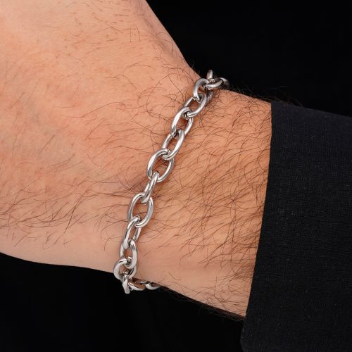 دستبند استیل 304 رولو 7.5میل سفید