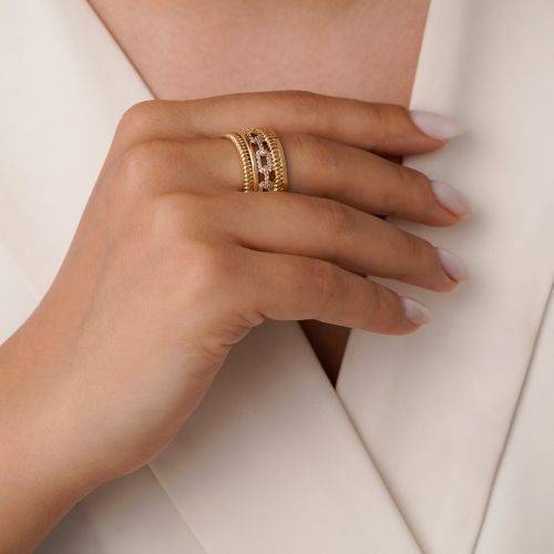 انگشتر شوپینگ پورتوفینو طلایی (پک 3 عددی)