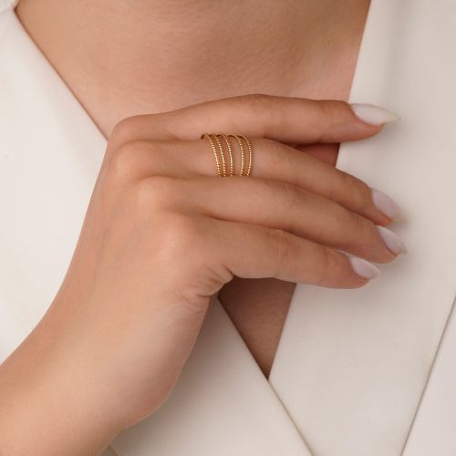 انگشتر شوپینگ چند لاین طلایی (پک 4 عددی)