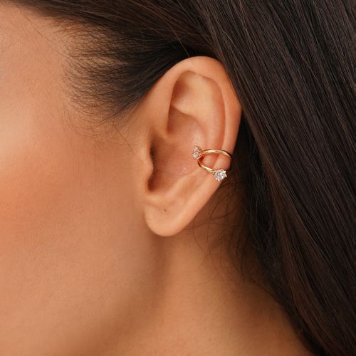 گوشواره شوپینگ ایرکاف حلقه ای نگین دار طلایی