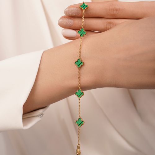 دستبند استیل304 ونکلیف 9 میل سبز طلایی