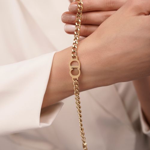 دستبند استیل 304 زنجیری کریستین دیور  طلایی