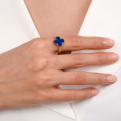 انگشتر استیل304 ونکلیف سرمه ای 13 میل طلایی(فری سایز)