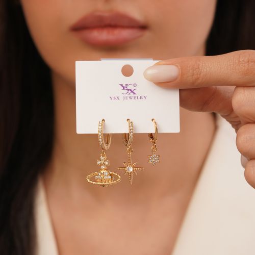 گوشواره Ysx سه عددی طلایی