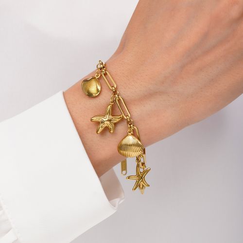 دستبند صدف استیل 304 طلایی