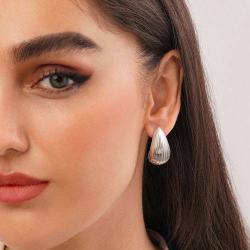گوشواره استیل 316 میخی طرح دار سفید