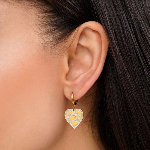 گوشواره استیل 304 کریستین دیور نگین دار طلایی