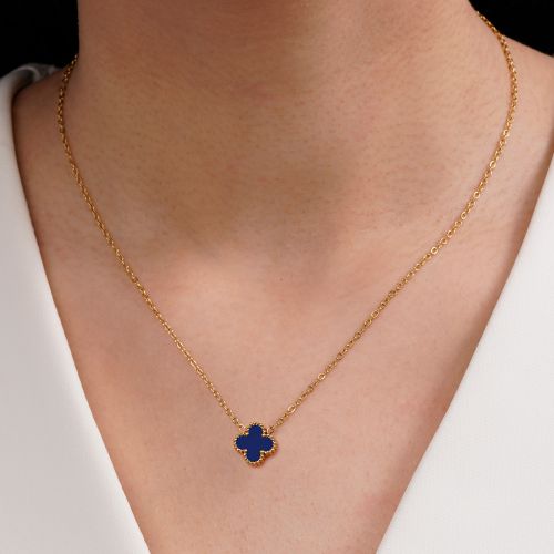 گردنبند استیل304 ونکلیف سرمه ای 11میل طلایی