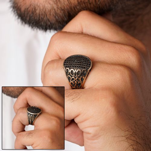 انگشتر طلاروس مردانه نگین دار(بسته 4 عددی)