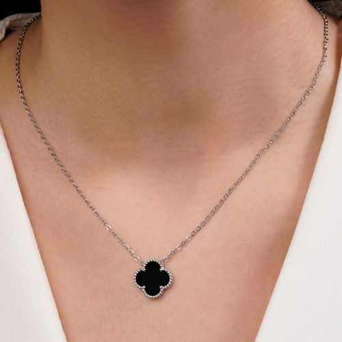 گردنبند ونکلیف مشکی سفید استیل 304