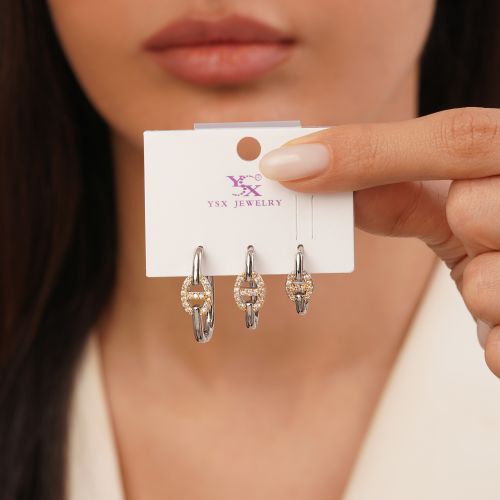 گوشواره Ysx سه عددی هرمس دورنگ