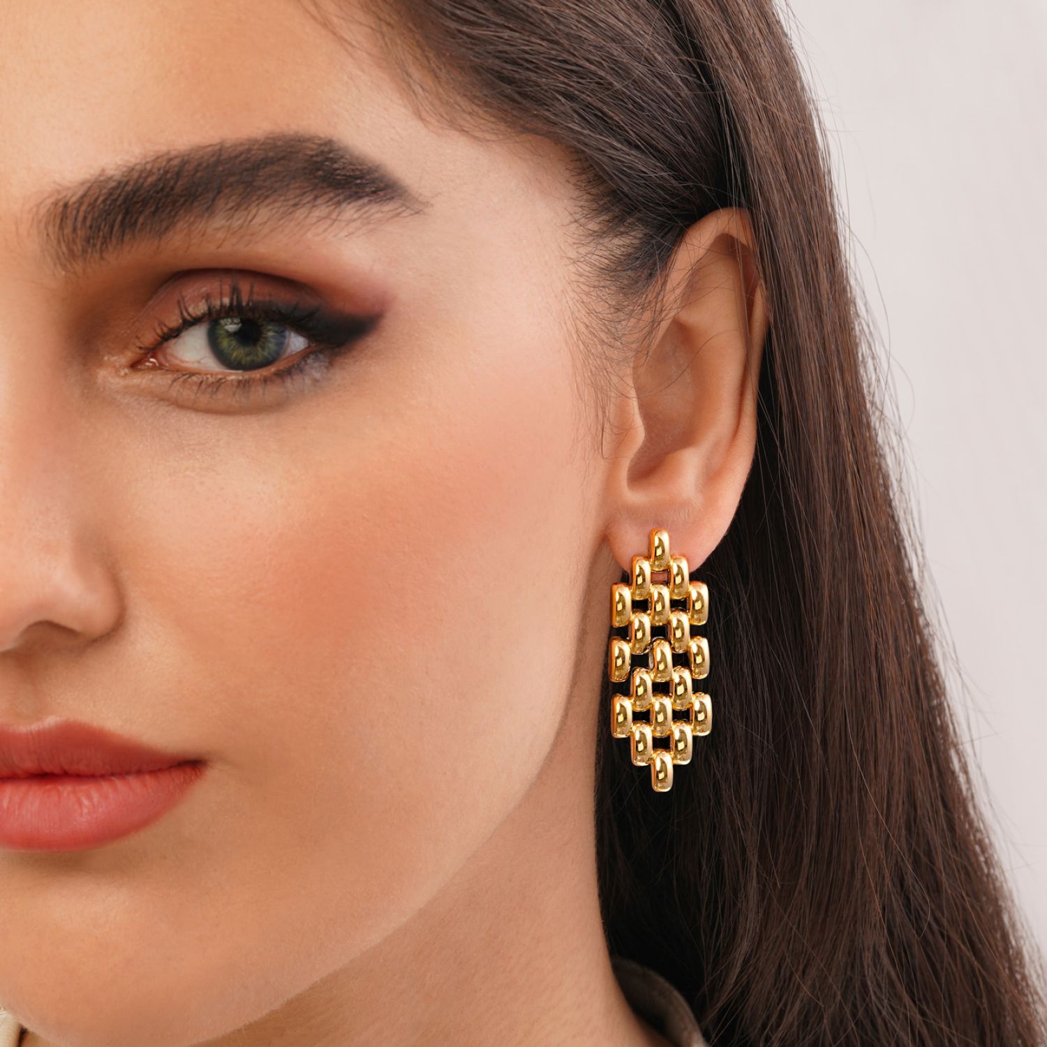 گوشواره استیل 316 میخی طلایی