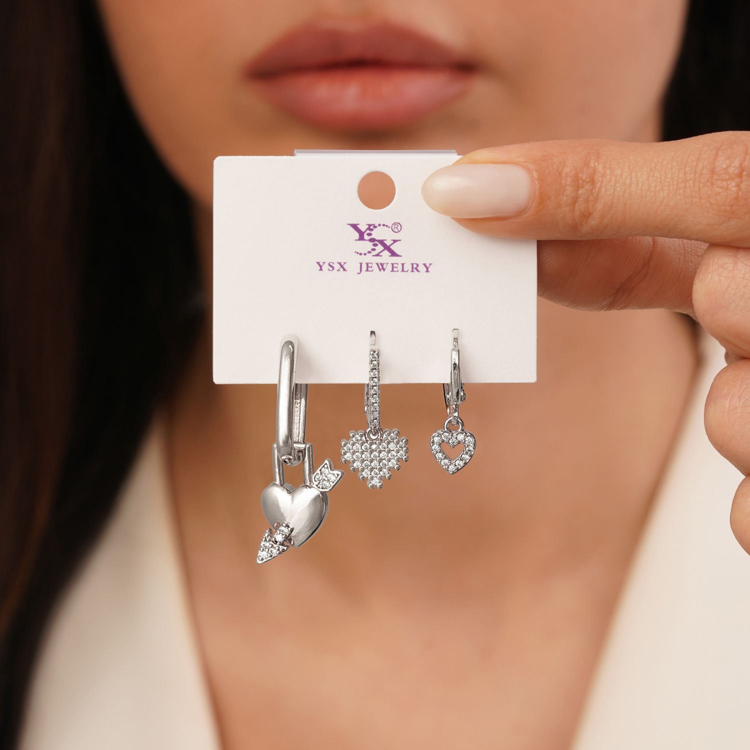 گوشواره Ysx سه عددی سفید