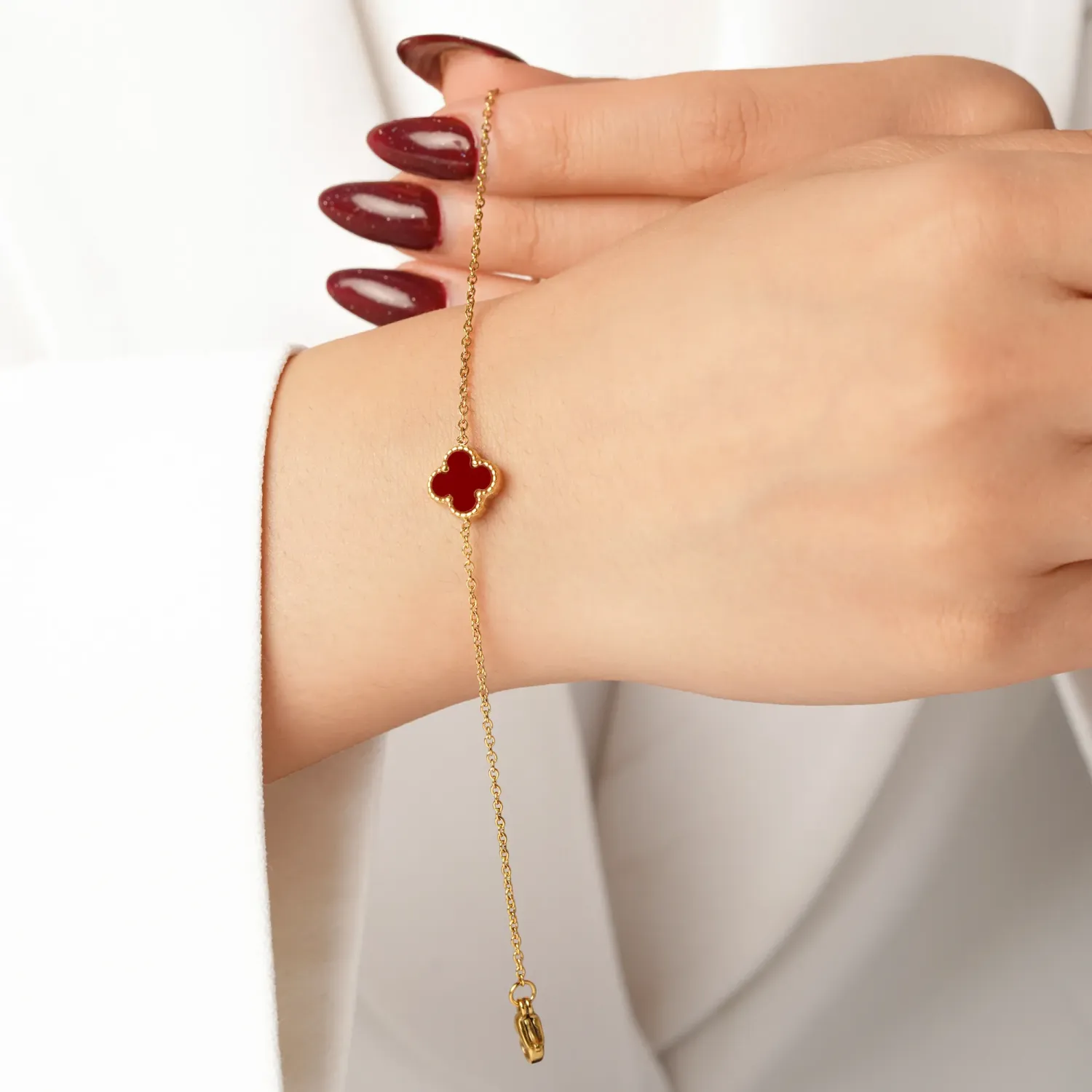 دستبند استیل 304 زنجیری ونکلیف طلایی