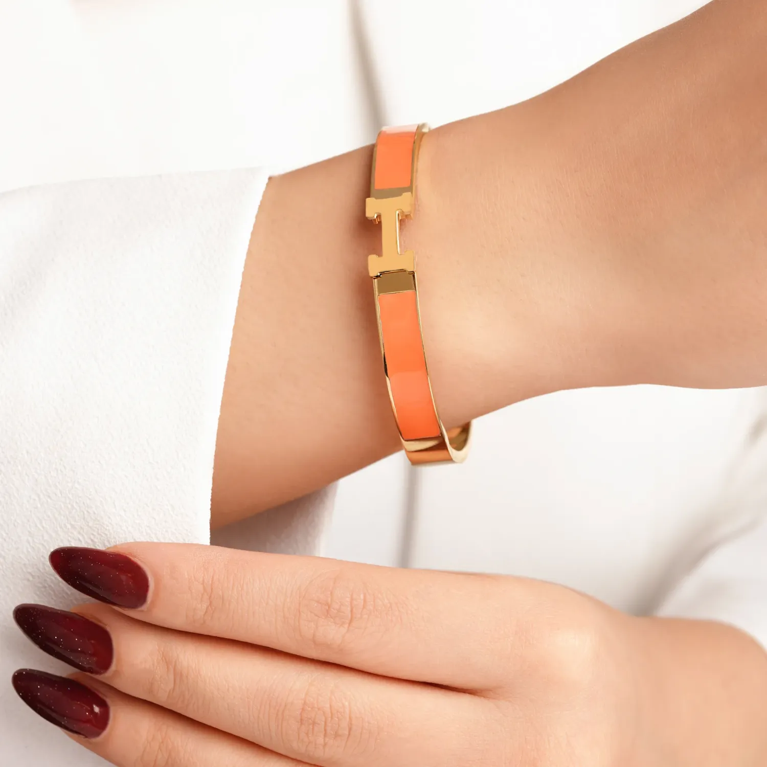 دستبند النگویی استیل 304 هرمس 8 میل طلایی