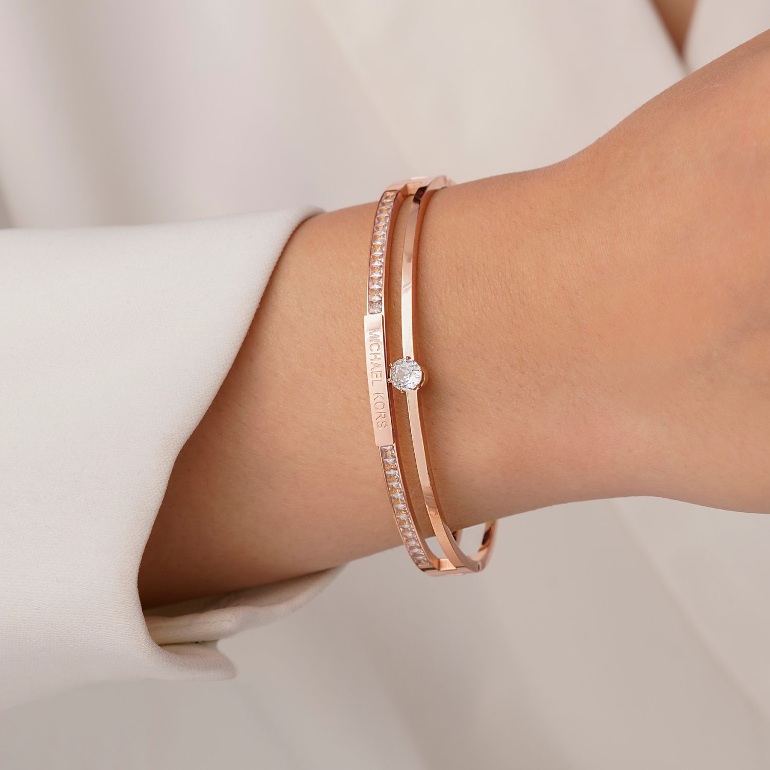 دستبند النگویی استیل 304 مایکل کورس (MK)  7.1 میل رز گلد