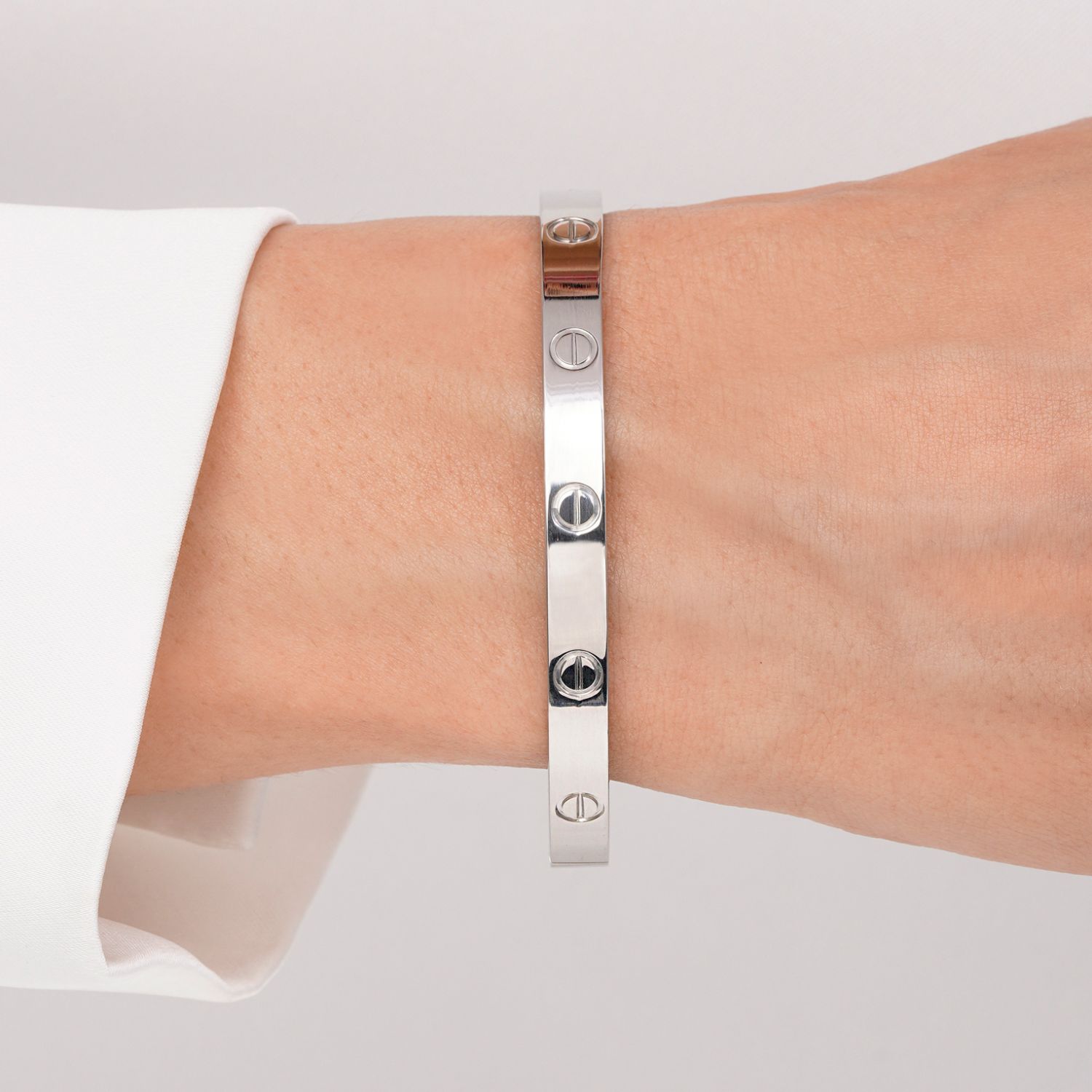 دستبند النگویی کارتیر استیل 304 نقره ای 6میل سایز 3